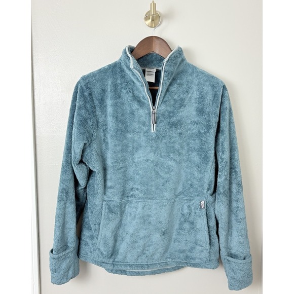 The North Face Womens Fleece Pullover 1/4 Zip Teal Green Medium Plush Cozy Warm - Picture 1 of 9